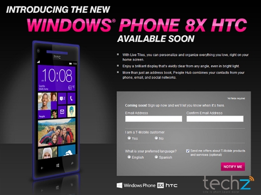 HTC 8x, t-mobile, tmobile, htc xác nhận lên kệ t-mobile, htc 8x bán ra tại tmobile, nhà mạng tmobile, tmobile công bố bán ra htc 8x, windows phone 8, htc windows phone 8, nokia, lumia 820, phiên bản sao chép 8x vs lumia 920