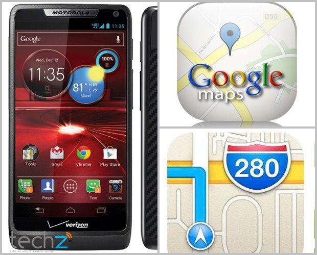Motorola Droid RAZR M giúp Google chế diễu Apple Maps,Motorola,Droid RAZR M,giúp,Google,chế diễu,apple maps,iphone 5,Apple,Maps,Google Maps,iOS 6