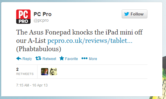 PC Pro : ASUS Fonepad đánh bại iPad mini ra khỏi A-list