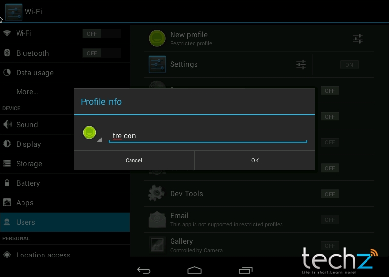 thiet lap android 4.3