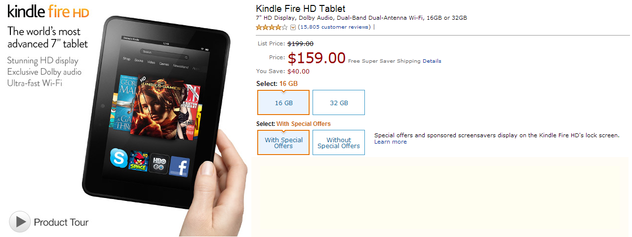 Kindle HD giảm giá