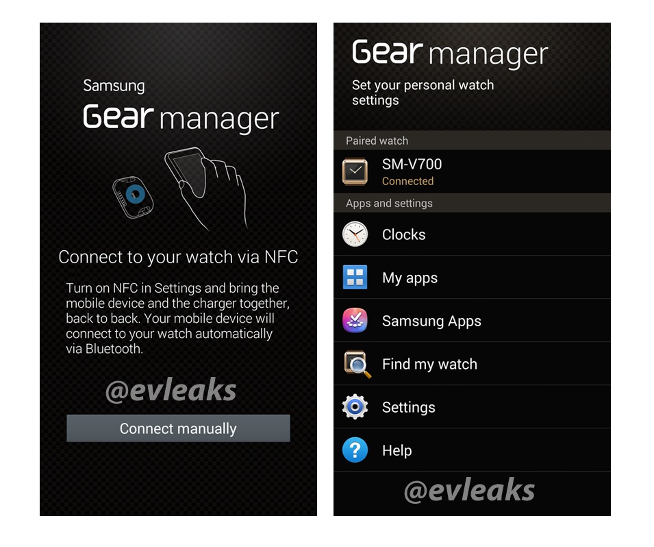 Giao diện Galaxy Gear Manager
