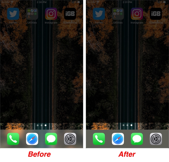 Before-After-effect-of-changing-Dock-color-on-iPhone