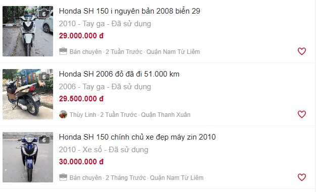 Honda SH cũ giảm giá sốc