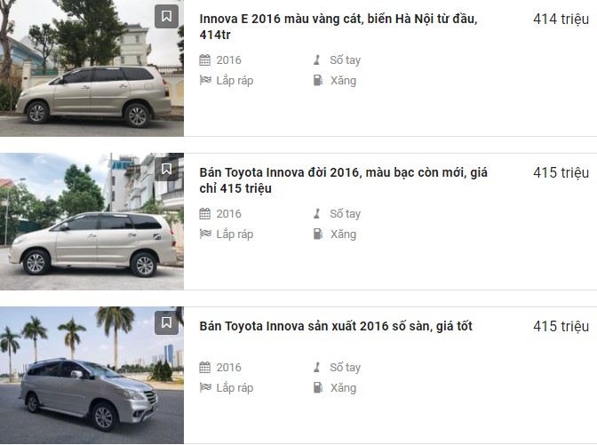 Toyota Innova cũ giá rẻ ngang Kia Morning và Hyundai Grand i10