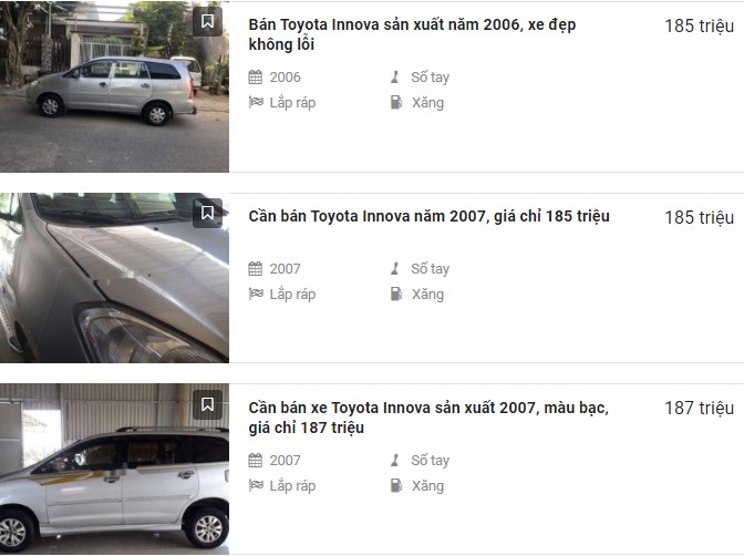 Toyota Innova cũ giá rẻ ngang Kia Morning và Hyundai Grand i10