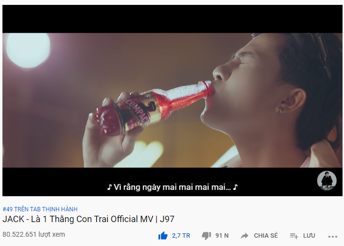 Jack bỏ xa Sơn Tùng MTP để trở thành nam ca sĩ đầu tiên ở Việt Nam có MV cán mốc 300 triệu lượt xem