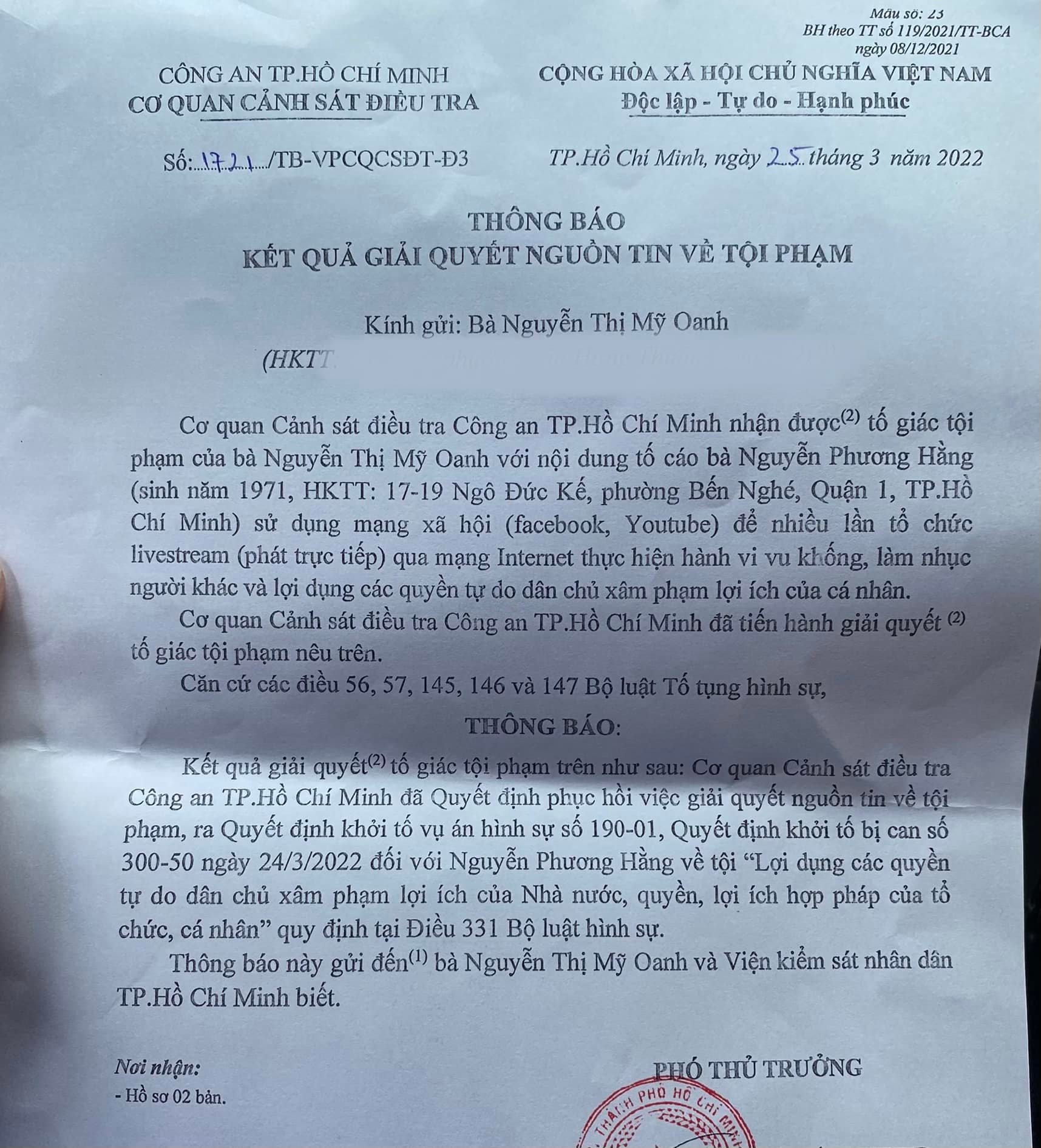 Lanh-dao-cong-an-tphcm-viec-khoi-to-bat-giam-ba-phuong-hang-la-do-don-to-giac-cua-ca-si-vy-oanh