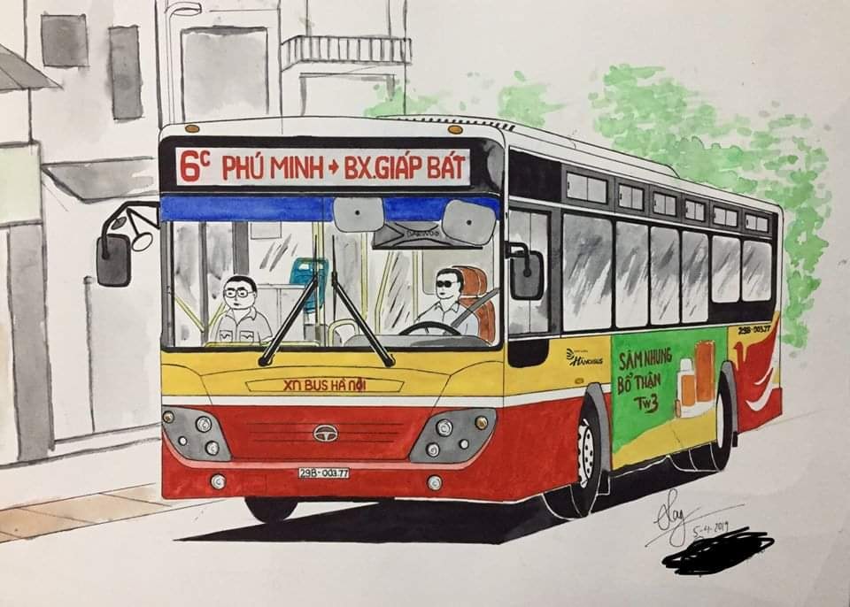 Bộ sưu tập tranh vẽ đặc biệt về xe bus Hà Nội lay động trái tim hàng triệu người Việt Nam