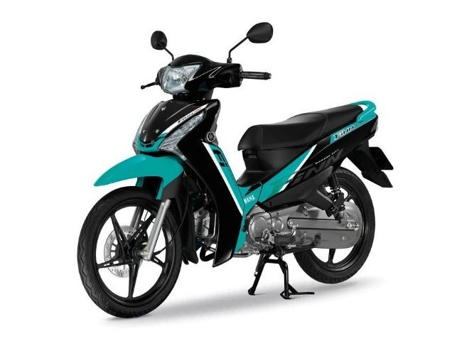 Cận cảnh 2020 Yamaha Finn 115 màu xanh đen, vành đúc.