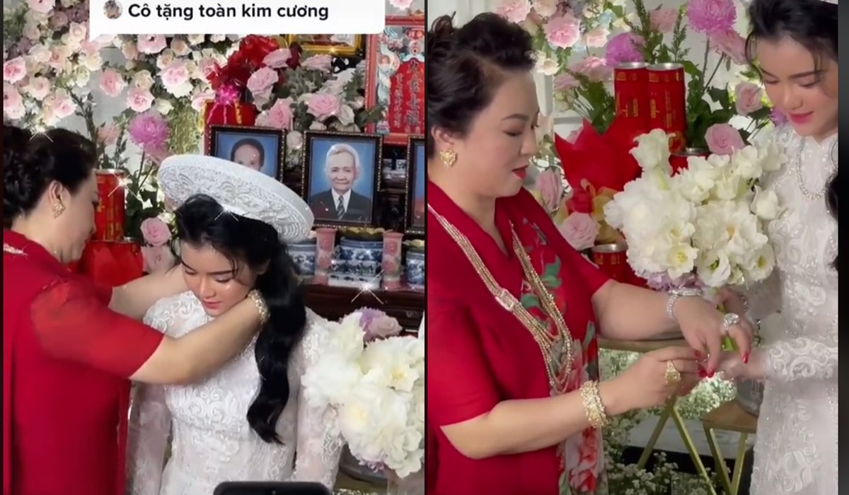 Lộ clip bà Nguyễn Phương Hằng tặng kim cương cho con dâu, tuyên bố của hồi  môn gây choáng váng