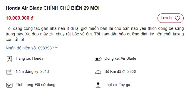  Chiếc Honda Air Blade giá chỉ 10 triệu đồng: Rẻ hơn Honda Vision 20 triệu khiến dân tình sửng sốt ảnh 1