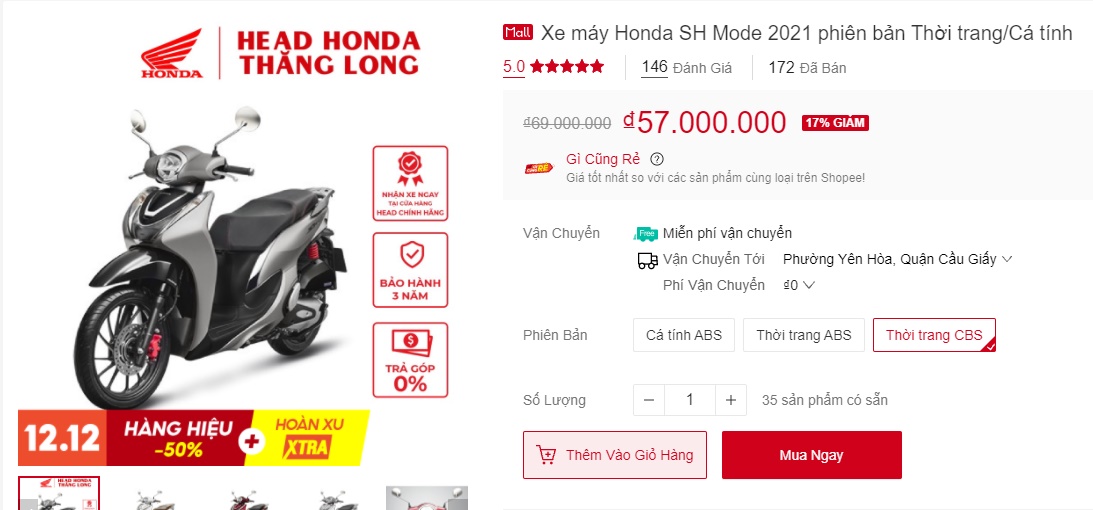 Giá xe Honda SH Mode 2021 bất ngờ lao dốc giảm hẳn 12 triệu, khách Việt vội 'chốt đơn' kẻo lỡ! ảnh 1