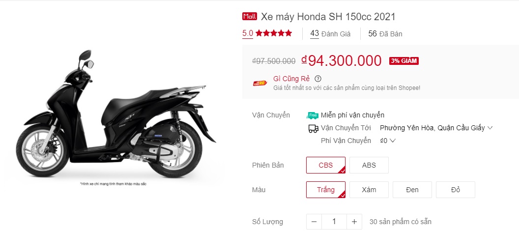 Nối gót Honda SH Mode, giá xe Honda SH 150i 2021 hạ giá sập sàn: Cơ hội tậu xe hời cho khách Việt ảnh 1
