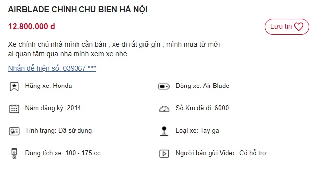 'Bật ngửa' v&igrave; chiếc Honda Air Blade rao b&aacute;n gi&aacute; 12 triệu, rẻ hơn Honda Wave Alpha mới tận 10 triệu ảnh 1