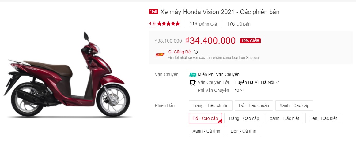 Giá Honda Vision 2021 giảm hết nấc chỉ 32 triệu rẻ hơn Honda Air Blade 15 triệu, khách Việt chốt đơn ảnh 3