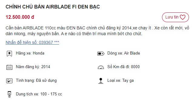 Chiếc Honda Air Blade gi&aacute; chỉ 12 triệu, rẻ hơn Honda Vision tận 25 triệu, cơ hội mua xe hời! ảnh 1