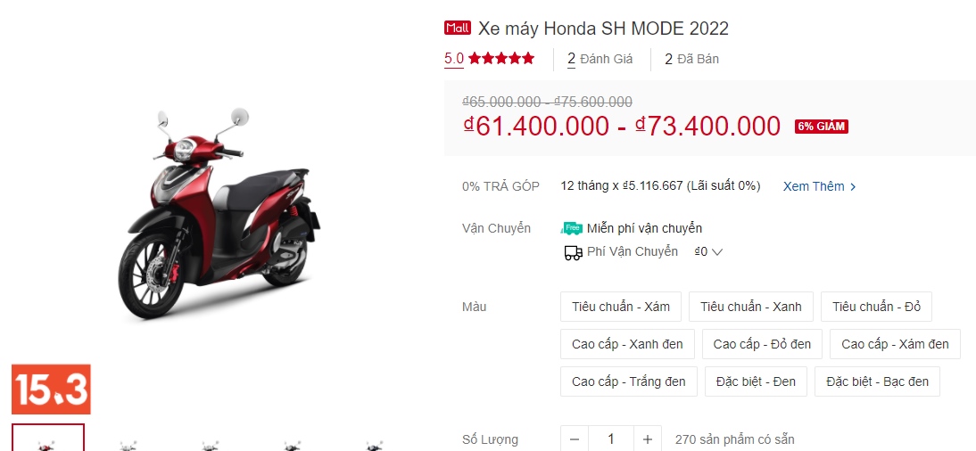 Mặc kệ Honda SH 150i, giá xe SH Mode 2022 giảm mạnh 'tằng tằng' khiến dân tình 'mê như điếu đổ' ảnh 1