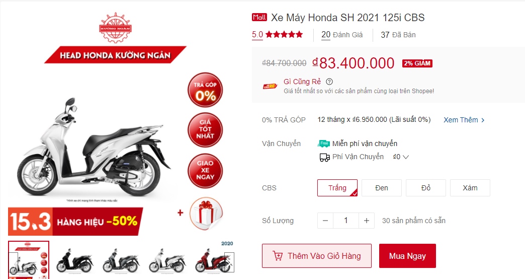 Giá xe Honda SH 125i 2021 bất ngờ giảm sốc đầu tháng 3: Cơ hội cực hot, khách Việt chốt đơn gấp! ảnh 1