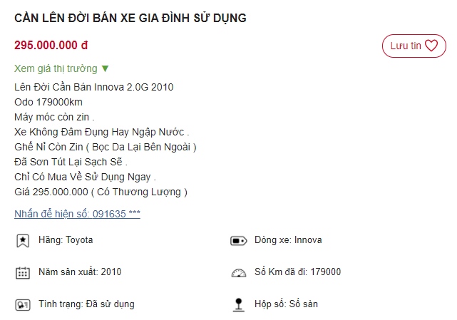 '&Ocirc;ng ho&agrave;ng MPV' Toyota Innova rao b&aacute;n gi&aacute; chỉ 295 triệu, rẻ hơn Kia Morning 2021 mới tận 50 triệu ảnh 1