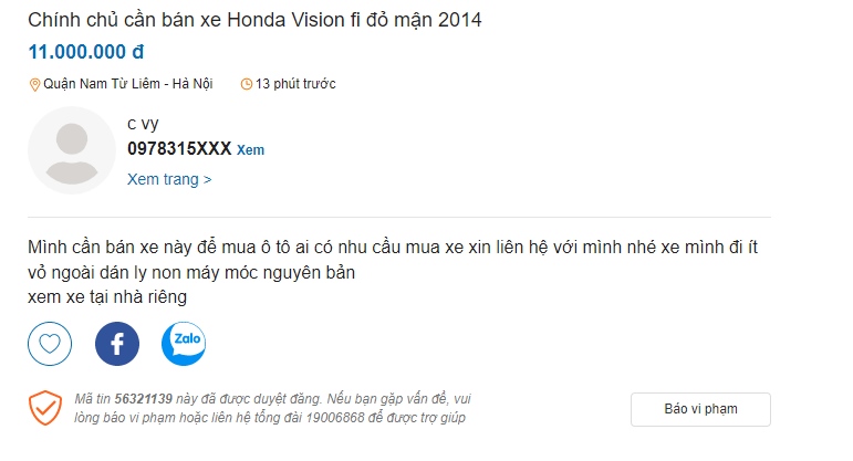 'Át chủ bài' Honda Vision đang rao bán giá 11 triệu, rẻ hơn Honda Wave Alpha mới 9 triệu ảnh 1