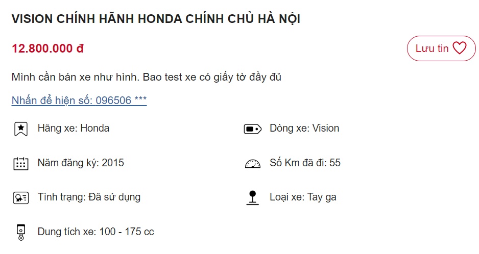 Giật mình trước chiếc Honda Vision đang rao bán giá 12 triệu, rẻ ngang Honda Wave Alpha mới 2022 ảnh 1