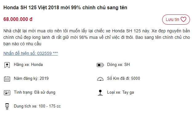 Giá Honda SH 125i chạm ngưỡng khó tin, khách Việt nhanh trí mua ngay chiếc xe này giá chỉ 68 triệu ảnh 1