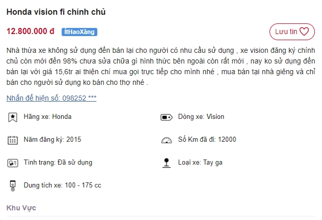 Khách Việt 'đứng ngồi không yên' với chiếc Honda Vision giá 12 triệu, rẻ hơn Wave Alpha mới 7 triệu ảnh 1