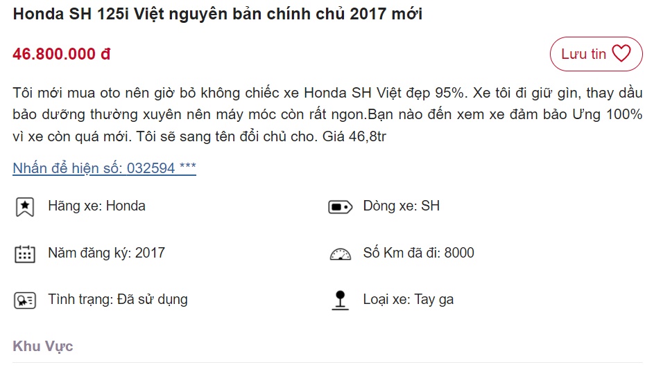 'Bấn loạn' trước chiếc Honda SH 125i rao bán giá chỉ 46 triệu, rẻ ngang Air Blade 2021 mới ảnh 1