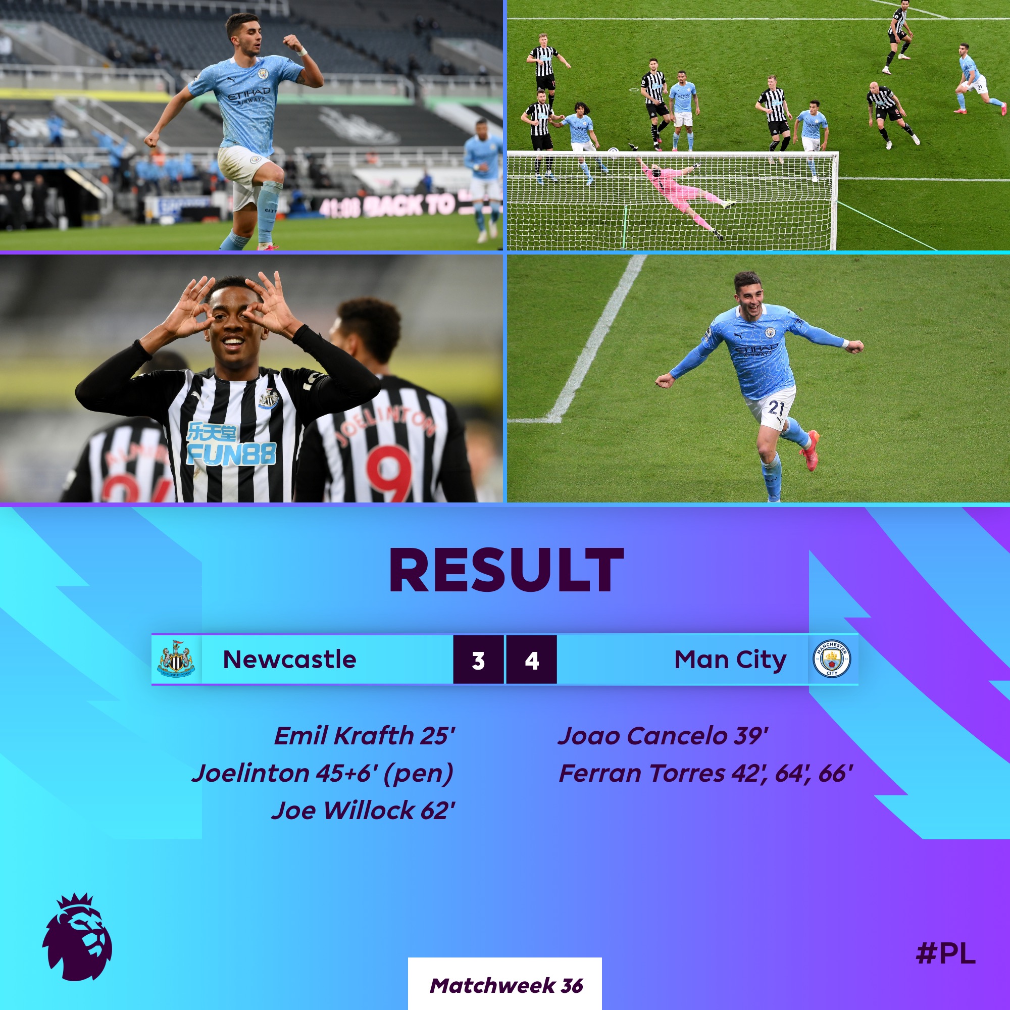 Kết quả bóng đá Newcastle vs Man City vòng 36 Ngoại hạng Anh: Trận cầu 7 bàn thắng đón tân vương