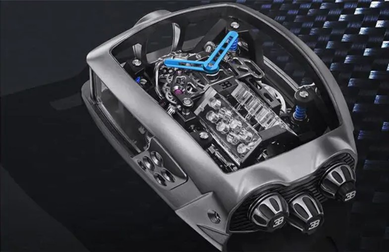 Choáng với đồng hồ đeo tay chạy bằng động cơ 16 xi-lanh của Bugatti
