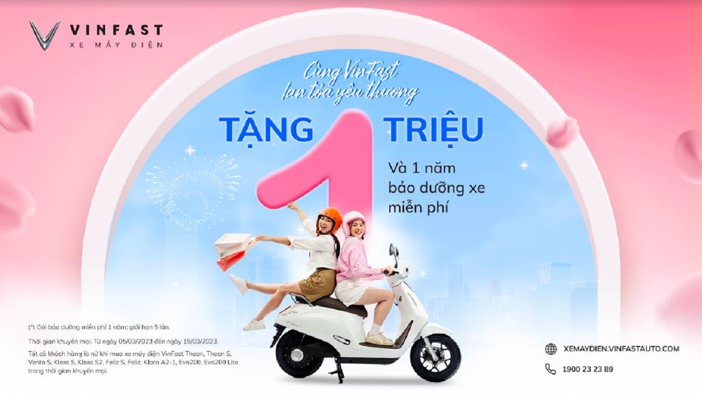 Choose VinFast electric motorbike on March 8: Buy 1 get 3