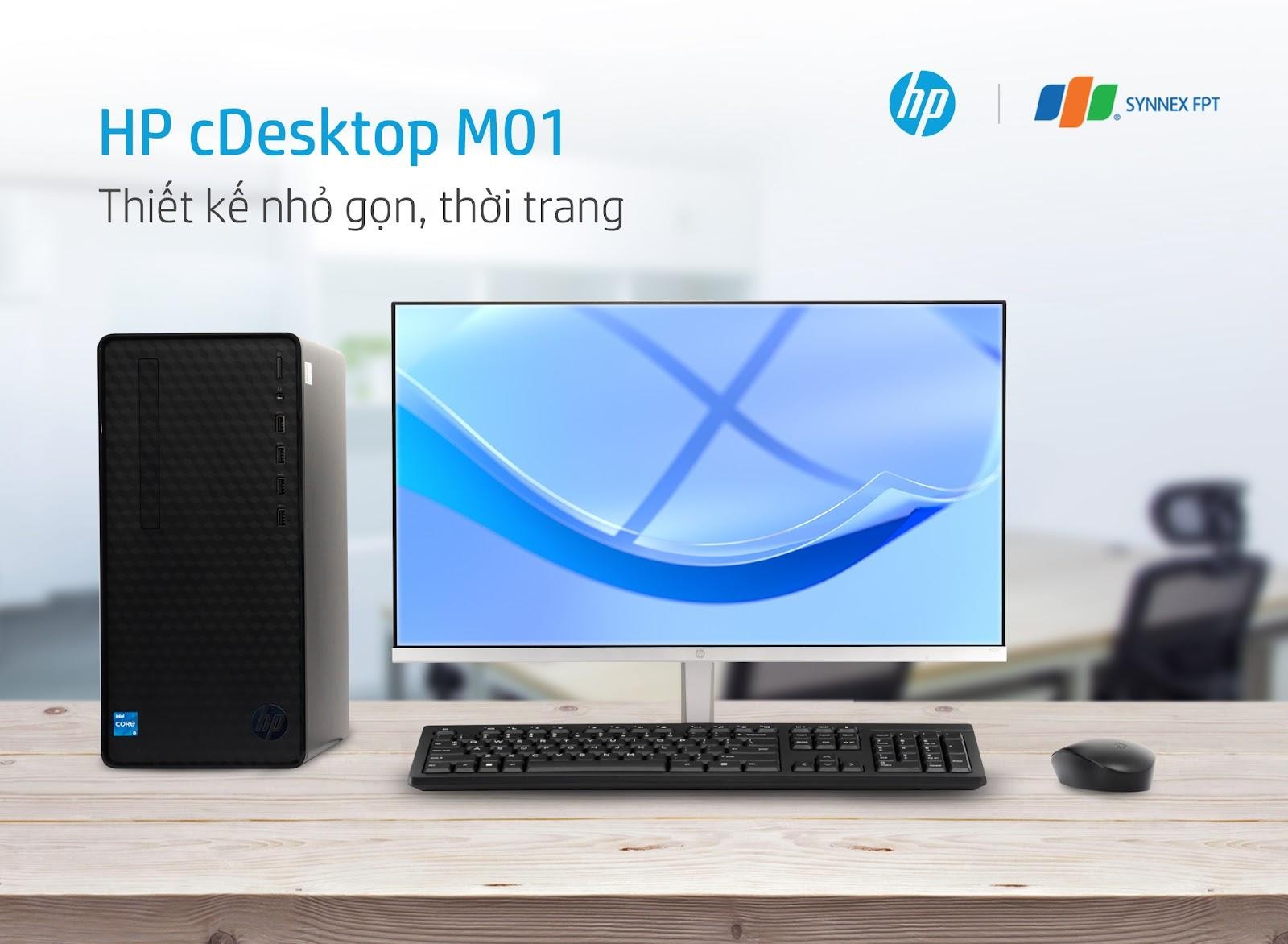 HP cDesktop M01: Thiết kế tối giản, đa dạng kết nối