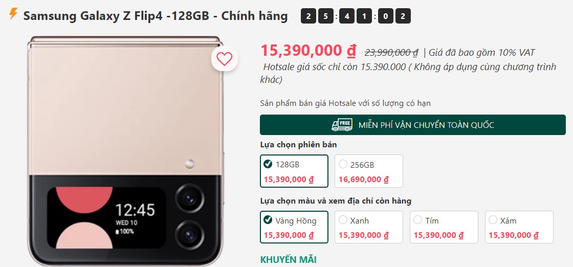 Giá khui hộp Galaxy Z Flip4 giảm 'khủng' cả chục triệu, giá cực rẻ khiến iPhone 13 'khóc thét' 24