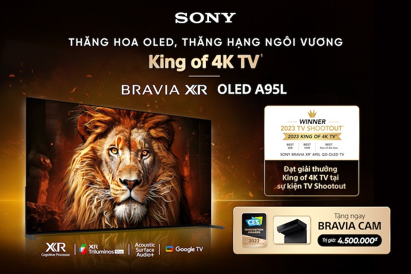 Sony BRAVIA XR OLED A95L chính thức có mặt tại Việt Nam sau khi đạt danh hiệu \'King of 4K TV 2023\'