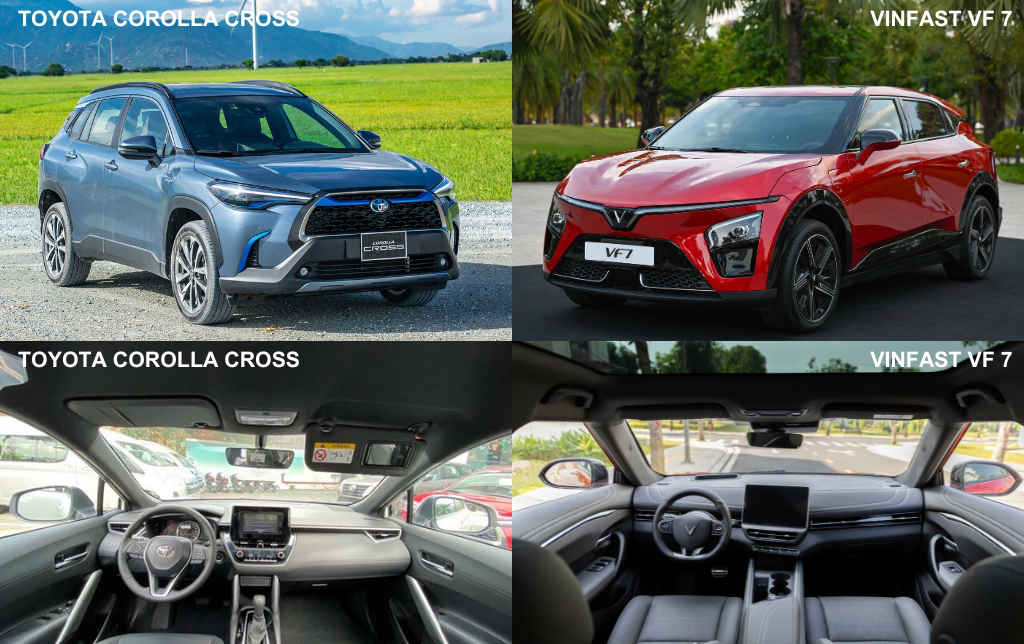 Corolla Cross vs VinFast VF7 2025 – Khác biệt & Nổi bật tại Hà Nội So sánh Toyota Corolla Cross và VinFast VF7 với đầy đủ trang bị và tiện nghi