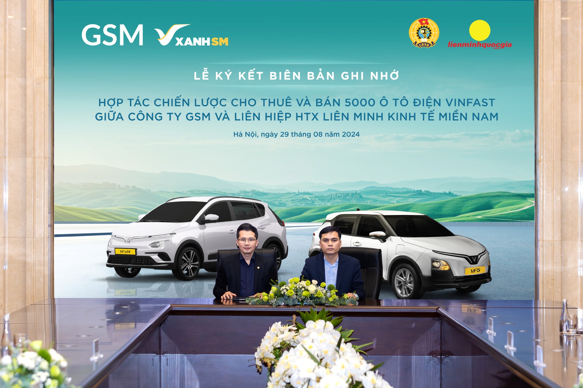 Liên hiệp Hợp tác xã tài xế taxi công nghệ lớn nhất Việt Nam mua, thuê 5.000 ô tô điện VinFast từ GSM