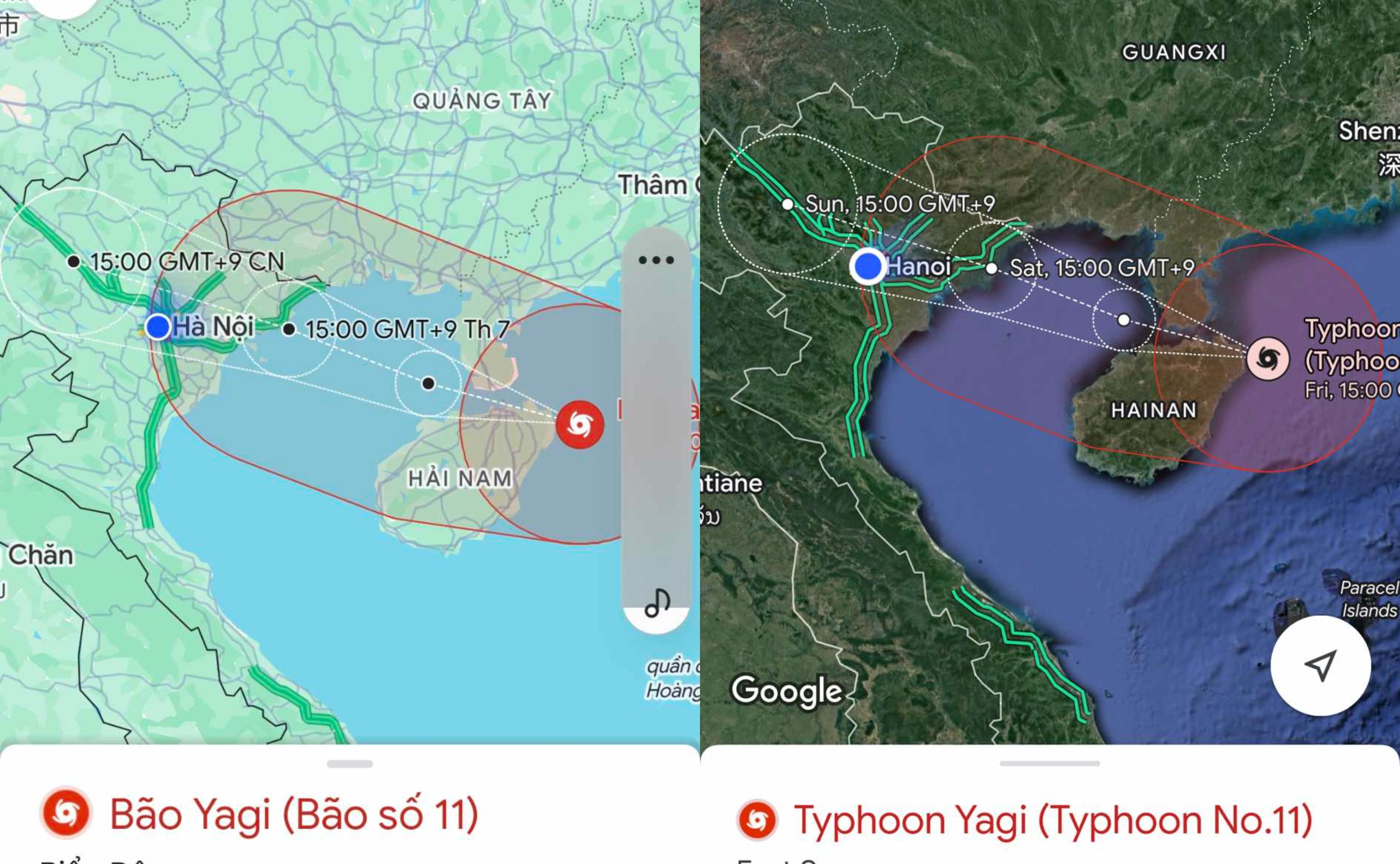 Cập nhật hướng đi siêu bão Yagi, chia sẻ vị trí với Google Map trên cả iPhone và Android cực hữu ích