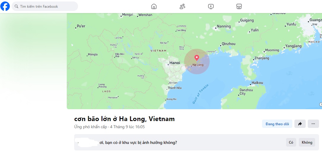 Sử dụng công cụ Ứng phó khẩn cấp trên Facebook, đánh dấu an toàn, kêu gọi sự giúp đỡ sau bão