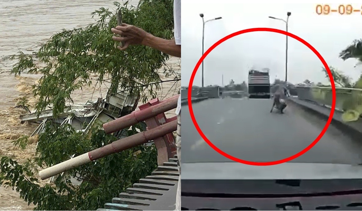 Video kinh hoàng vụ sập cầu tỉnh Phú Thọ: Lặng người trước giây phút tử thần của tài xế xe container