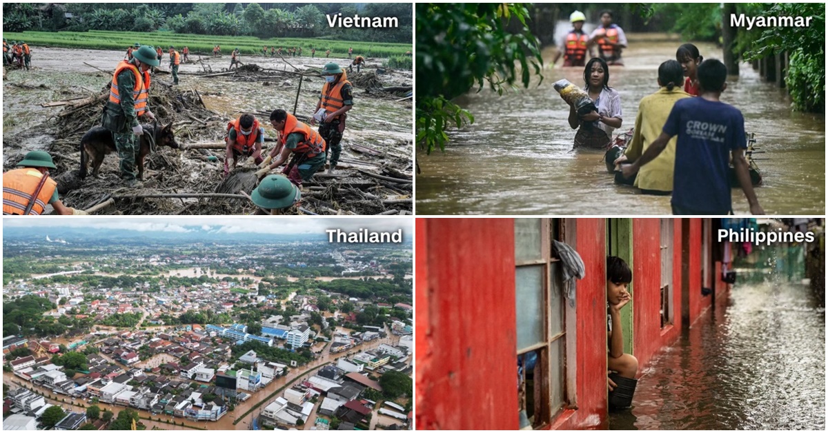 Bão Yagi tàn phá các nước Đông Nam Á nặng nề: Nhấn chìm nhiều nơi ở Việt Nam, Thái Lan, Myanmar…