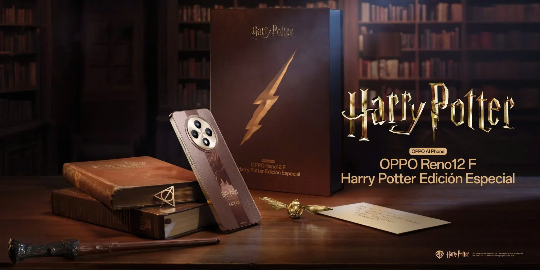 OPPO Reno 12F phiên bản Harry Potter ra mắt, tặng kèm đũa thần, móc treo banh snitch, que chọc SIM bảo bối tử thần