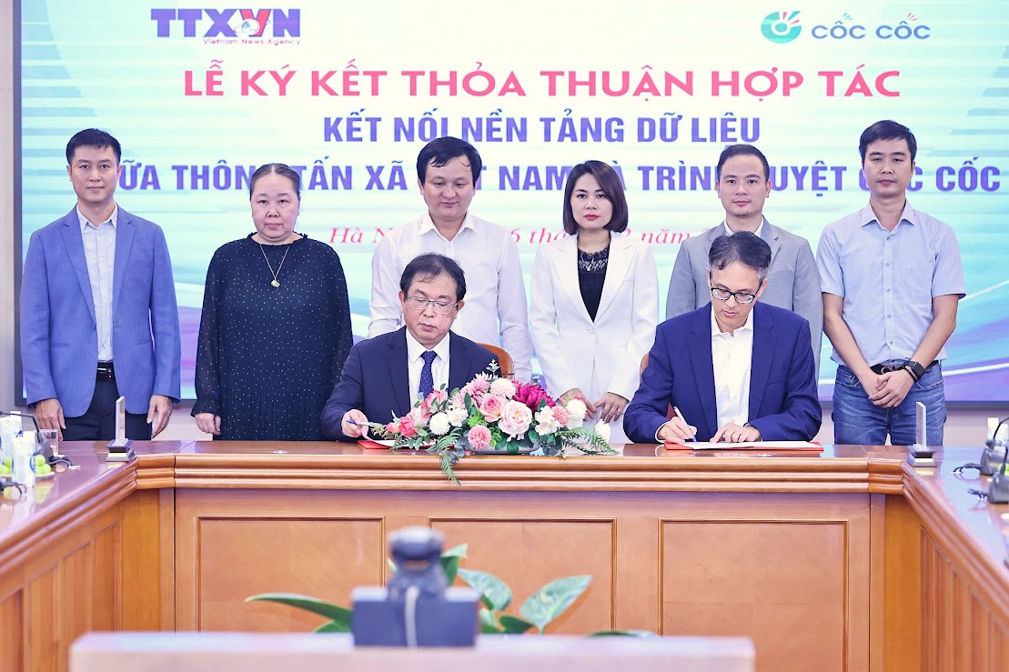 LỄ KÝ KẾT THỎA THUẬN HỢP TÁC “KẾT NỐI NỀN TẢNG DỮ LIỆU GIỮA THÔNG TẤN XÃ VIỆT NAM VÀ TRÌNH DUYỆT CỐC CỐC”