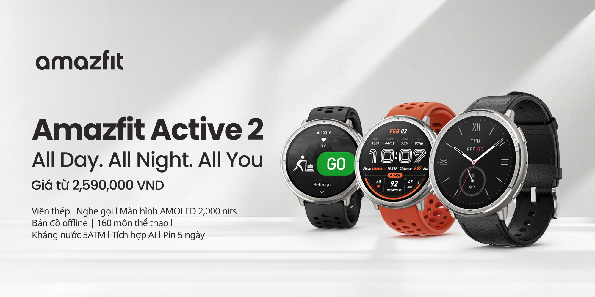 Ra mắt Amazfit Active 2 - Đồng hồ thông minh GPS cùng bạn yêu bản thân