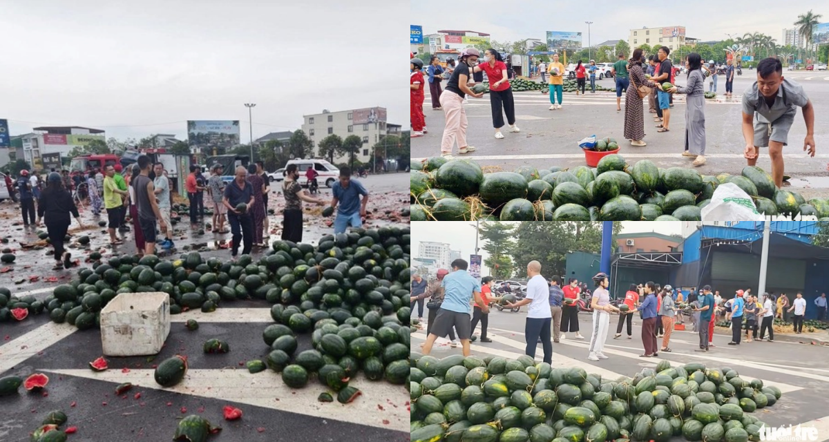 Cả nước xúc động vì cảnh tượng chưa từng có: Người dân TP Vinh xếp hàng chuyền dưa hấu, gom tiền giúp bác tài bị tai nạn