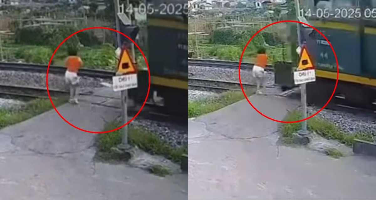 Thông tin gây sốc vụ bị tàu hỏa húc văng khi đi bộ qua đường sắt, hé lộ tình hình của người phụ nữ