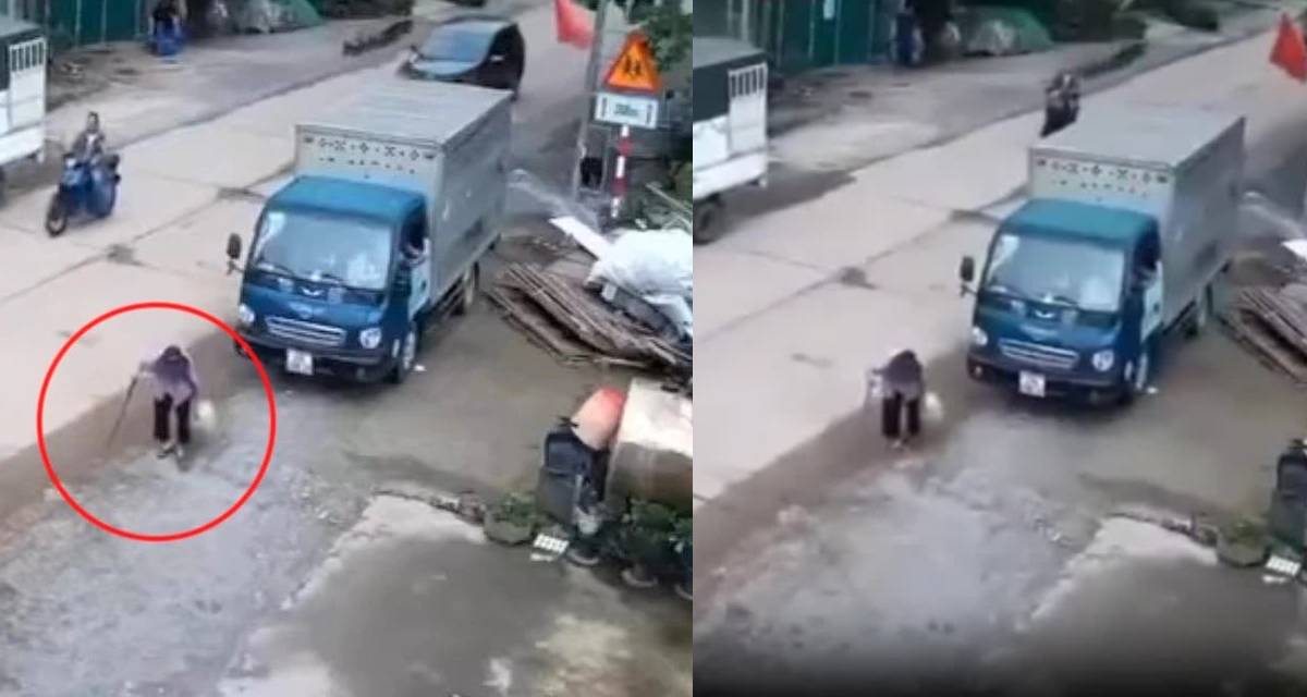 Video: Cụ bà đang đi bộ bình thản, bất ngờ bị \'hất tung\' bởi xe tải xe phía sau, hiện trường ám ảnh