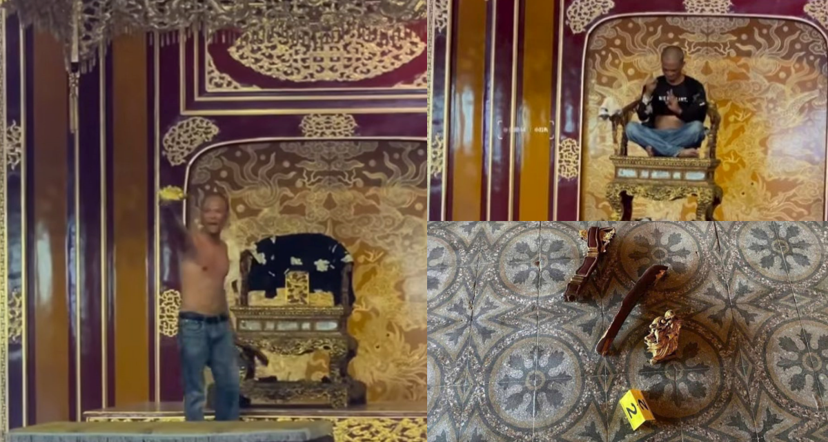 Dấu hiệu bất thường của người đàn ông cởi áo leo lên ngai vàng Đại nội Huế, đập phá Bảo vật quốc gia