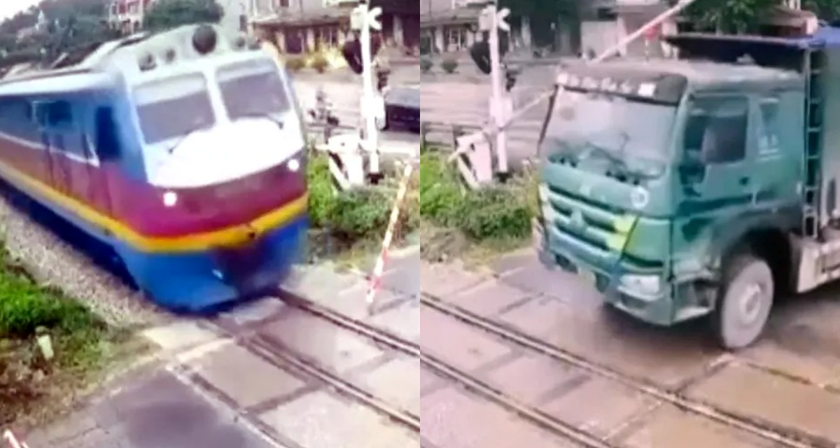Thót tim cảnh xe tải tông gãy rào chắn, vượt qua đường sắt khi tàu lao đến, bất ngờ mức xử phạt