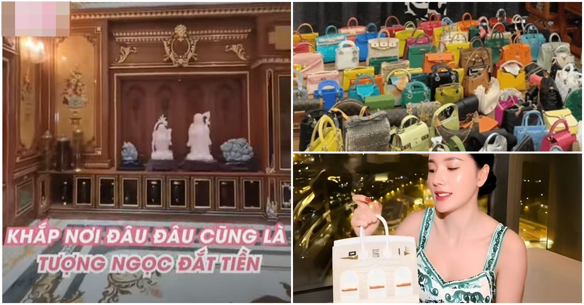 Phòng trưng bày túi hiệu như \'bảo tàng\' của Ngân Collagen trong biệt phủ 500 tỷ, chỉ 1 góc đủ mua 1 căn nhà